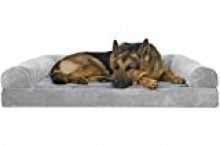 Furhaven Pet Dog Bed – Orthopedic Faux Fur and Velvet Traditional Sofa-Style Living Room Couch Pet Bed with Removable Cover for Dogs and Cats, Smoke Gray, Jumbo