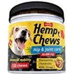 Dog Hip and Joint Supplement – Hemp Treats for Dogs – Glucosamine for Dogs with Chondroitin, MSM, Omega 3, Turmeric – 120 Advanced Mobility Bites – Calming Chews for Dogs – Pain Relief – Made in USA