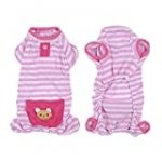 Pet Dog Pajamas Soft Cotton Shirt Jumpsuit Cute Overall Doggy Cat Strip Clothes Comfortable Apparel for Play Sleep