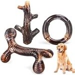 Zimtty Dog Toys, 3 Pack Indestructible Dog Chew Toys for Aggressive Chewers, Tough Nylon Real Bacon Flavor Teething Chew Toys for Large Medium Small Dog Breeds (Brown1)