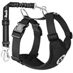 SlowTon Dog Seat Belt Car Harness Set – Adjustable Dog Seatbelt with Carabiner for Most Cars, Breathable Dog Vest Harness Padded with Car Safety Leash for Small Medium Large Dogs Puppy Cats (Black,M)