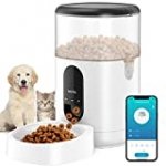 Automatic Cat Feeder, Dog Dispenser with Voice Recorder Programmable Portion Control Up to 10 Meals per Day, Smart APP Auto Food Feeder with Desiccant Bag for Small & Medium Pets 4L (Black)