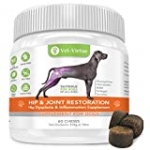 VET-VIRTUE Hip and Joint Dog Joint Supplement Soft Chews, Alleviates Dog Joint Pain & Improves Mobility, Aids Hip Dysplasia and Inflammation – with Glucosamine, Chondroitin & MSM Plus Turmeric