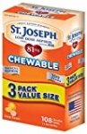 St. Joseph Aspirin Pain Reliever, Chewable Flavored, Low Dose, Orange, 108 Count