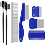 Frienda 7 Pieces Tear Stain Remover Comb Double-Sided Dog Eye Comb Brush Dog Flea Combs Double Head Grooming Comb Multipurpose Tool for Pet Cat Dogs Removing Crust and Mucus