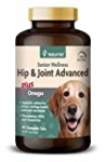 NaturVet Senior Wellness Hip and Joint Plus Omegas Advanced Supplement for Dogs, Chewable Tablets Time Release, Made in the USA, 40 Count