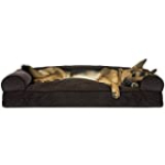 Furhaven Pet Dog Bed – Faux Fleece and Chenille Soft Woven Pillow Cushion Traditional Sofa-Style Living Room Couch Pet Bed with Removable Cover for Dogs and Cats, Coffee, Jumbo