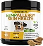 PetHonesty Hemp Allergy SkinHealth Supplement for Dogs – Fish Oil Omega 3s, All-Natural Soothing Snacks with Hemp Oil – Promotes Calming for Dogs, Probiotics for Shiny Coats, Reduce Shedding/Hotspots