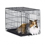 New World 30″ Folding Metal Dog Crate, Includes Leak-Proof Plastic Tray; Dog Crate Measures 30L x 19W x 21H Inches, For Medium Dog Breeds