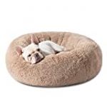 Bedsure Calming Bed for Dogs – Washable Round Dog Bed – 23/30 inches Anti-Slip Faux Fur Donut Cuddler Cat Bed – Fits up to 25/45 lbs, Camel