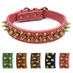 Anti-bite Spiked Studded Dog Collar Adjustable Stylish Leather Dog Collar for Puppy Small Medium and Large Dogs (Sharp Red,XL) Collar para perro con tachuelas y púas Anti-mordida