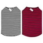 Dog Shirts Cotton Striped T-Shirts, Breathable Basic Vest for Puppy and Cat, Super Soft Stretchable Doggy Tee Tank Top Sleeveless, Fashion & Cute Color for Boys and Girls (M, Black+Red)
