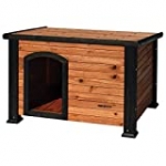 Petmate Precision Pet Weather-Resistant Log Cabin Dog House with Adjustable Feet, Natural Wood, Small