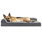 Furhaven Pet Dog Bed – Deluxe Memory Foam Two-Tone Plush and Suede L Shaped Chaise Lounge Living Room Corner Couch Pet Bed with Removable Cover for Dogs and Cats, Stone Gray, Jumbo