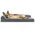 Furhaven Pet Dog Bed – Deluxe Orthopedic Two-Tone Plush and Suede L Shaped Chaise Lounge Living Room Corner Couch Pet Bed with Removable Cover for Dogs and Cats, Stone Gray, Medium