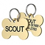 GoTags Personalized Pet ID Tags, Solid Brass Dog Tags and Cat Tags, up to 6 Lines of Custom Text, Engraved on Both Sides, Bone, Round, and Heart Shapes