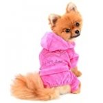 SELMAI Dog Hoodies Jumpsuit for Small Dog Cat Puppy Rhinestone Crown Soft Velvet Winter Hooded Pajamas Tracksuit Outfits Sportswear Jacket with Hat Training Outdoor Pink L