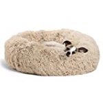 Best Friends by Sheri The Original Calming Donut Cat and Dog Bed in Shag Fur, Small 23″x23″ in Taupe, Machine Washable