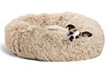 Best Friends by Sheri The Original Calming Donut Cat and Dog Bed in Shag Fur, Small 23″x23″ in Taupe, Machine Washable