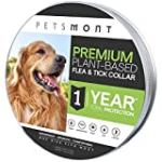 Petsmont Flea Collar for Dogs, Tick Collar for Dogs, Flea and Tick Collar for Dogs, Dog Flea Collar, Unique Plant Based Formula, Small to Extra Large, 1 Year Protection, Stone Gray Color