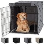 Gorilla Grip Heavy Duty Light Reducing Dog Crate Covers, All Sides Open, Privacy Cover Fits 42″ Wire Indoor Kennel, Breathable Mesh Windows, Washable Durable Pet Puppy Training Cage Topper, Paw Design