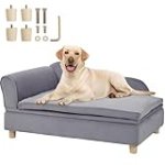 VEVOR Pet Sofa, Dog Couch for Large-Sized Dogs and Cats, Soft Velvety Dog Sofa Bed, 110 lbs Loading Cat Sofa, Grey