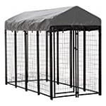 Houseables Dog Kennel, Large Crate for Dogs, 8 x 4 x 6 ft, Metal, Welded, Pet Cage, Heavy Duty Playpen, Outdoor/Outside House, Animal Runs, Yard Wire Fence, Patio Crates, Big Play Pen with Cover