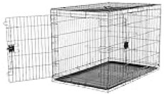 Amazon Basics Durable, Foldable Metal Wire Dog Crate with Tray, Double Door, 48 x 30 x 32.5 Inches, Black