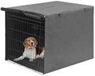 Deblue Indoor Grey Dog Crate Cover, Privacy Polyester Pet Kennel Covers Universal Fits for 1 2 Doors Wire Cage (Grey)