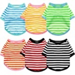 6 Pieces Dog Striped T-Shirt Cotton Dog Shirt Breathable Pet Apparel Colorful Puppy Sweatshirt Dog Clothes for Small to Medium Dogs Puppy (M)