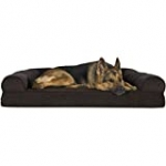 Furhaven Pet Dog Bed – Orthopedic Faux Fleece and Chenille Soft Woven Traditional Sofa-Style Living Room Couch Pet Bed with Removable Cover for Dogs and Cats, Coffee, Jumbo