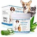 TOULIFLY Pet Tear Wipes, Tear Stain for Dogs & Cats, Natural Eye Tear Stain Remover Pads, Pet Eye Cleaning Wipes, Pet Soft Grooming Wipes, 150 Presoaked Textured Stain Wipes