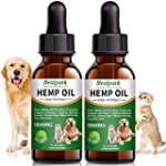 Hemp Oil for Dogs Cats – 2 Pack 1500mg – Separation Anxiety, Joint Pain, Stress Relief, Arthritis, Seizures, Calming Dog Treats – Organic Hemp Seed Oil Extract