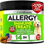 Allergy Relief Immune Supplement for Dogs – Seasonal Allergies, Itch Relief for Dogs, Skin Hot Spots – Colostrum, Digestive Probiotics for Skin Health – Made in USA | 170 Treats – Peanut Butter Flavor