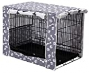 Pethiy Dog Crate Cover Durable Polyester Pet Kennel Cover Universal Fit for Wire Dog Crate – Fits Most 42 inch Dog Crates – Cover only-Sky Gray-42