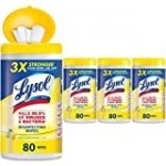 Lysol Disinfectant Wipes, Multi-Surface Antibacterial Cleaning Wipes, For Disinfecting and Cleaning, Lemon and Lime Blossom, 320 Count (Pack of 4)​