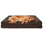 Furhaven Pet Dog Bed – Cooling Gel Memory Foam Ultra Plush Faux Fur and Suede Traditional Sofa-Style Living Room Couch Pet Bed with Removable Cover for Dogs and Cats, Espresso, Jumbo