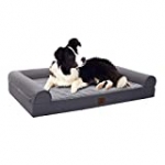 Eterish Extra Large Orthopedic Dog Bed for Medium, Large, Extra Large Dogs up to 100 lbs, 4 inches Thick Egg-Crate Foam Bolster Dog Sofa Couch Bed with Removable Cover, Pet Bed Machine Washable, Grey