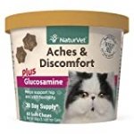 NaturVet Aches and Discomfort Plus Glucosamine for Cats, 60 ct Soft Chews, Made in the USA