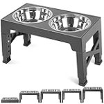 Niubya Elevated Dog Bowls with 2 Stainless Steel Dog Food Bowls, Raised Dog Bowl Adjusts to 5 Heights (3.15″, 8.66″, 9.84″,11.02″, 12.2″) for Small Medium and Large Dogs