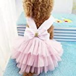 Dog Dresses, Fashion Pet Dog Clothes, Striped Mesh Puppy Dog Princess Dresses (Pink, Medium)