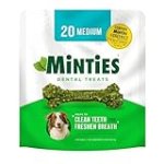 Minties Dental Chews for Dogs, 20 Count, Vet-Recommended Mint-Flavored Dental Treats for Medium Dogs 25-50 lbs, Dental Bones Clean Teeth, Fight Bad Breath, and Removes Plaque and Tartar