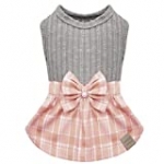 kyeese Dog Dress Plaid with Bowtie Dog Casual Dresses for Small Dogs Cat Dress Puppy Dress