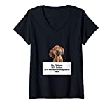 Womens Funny Shedding Dog Rhodesian Ridgeback V-Neck T-Shirt