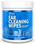 Ear Cleaning Grooming Wipes for Dogs – Cleaner Solution Pads for Ears with Aloe Vera, Chamomile, Oatmeal & Coconut Oil – Great for All Breeds – Lavender Scent for Odors – 100 Presoaked Wipes