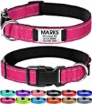 Joytale Personalized Dog Collar with Engraved Slide on ID Tags,Custom Reflective Collars for Small Medium Large Dogs,Hot Pink