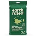 Earth Rated Pet Eye Wipes, Hypoallergenic Eye Wipes for Dogs & Cats to Reduce Tear Stains & Eye Discharge, Fragrance Free, 70 Count