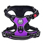 No Pull Dog Harness, Reflective Vest Harness with 2 Leash Attachments and Easy Control Handle(Purple,L)