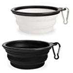 Collapsible Dog Bowl,2 Pack Portable and Foldable Pet Travel Bowls Collapsable Dog Water Feeding Bowls Dish for Dogs Cats and Small Animals, (Small, Black+White)